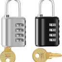 4-piece combination padlock, 4-digit password lock with key, 2 types of unlocking mode,resettable waterproof door lock, can be used for suitcase, toolbox, fence, garage, school, gymnasium locker locks