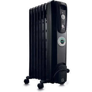 De'Longhi Oil filled Radiator Heater, 1500W Electric Space Heater for Indoor Use, Portable Room Heater, Energy Saving, Full Room Like Office and Bedroom with Safety Features, EW7707CB (Black)