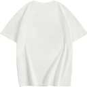 Girl's Drop Shoulder Letter Star Print Tee Tops Loose Short Sleeve Crew Neck T Shirts (White)