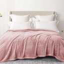 Exclusivo Mezcla Plush Fuzzy Fleece Bed Blanket Queen Size, Super Soft, Fluffy and Warm Blankets for Couch, Bed, All Season (Dusty Pink, 90x90 inches)