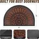 Half Round Door Mat, Non-Slip Welcome Entrance Way Mat, Durable Rubber Door Mats, Low-Profile Heavy Duty Doormat, Half Circle Mats for Garage, Patio, High Traffic Areas, 23.5" x 35.5", Maroon