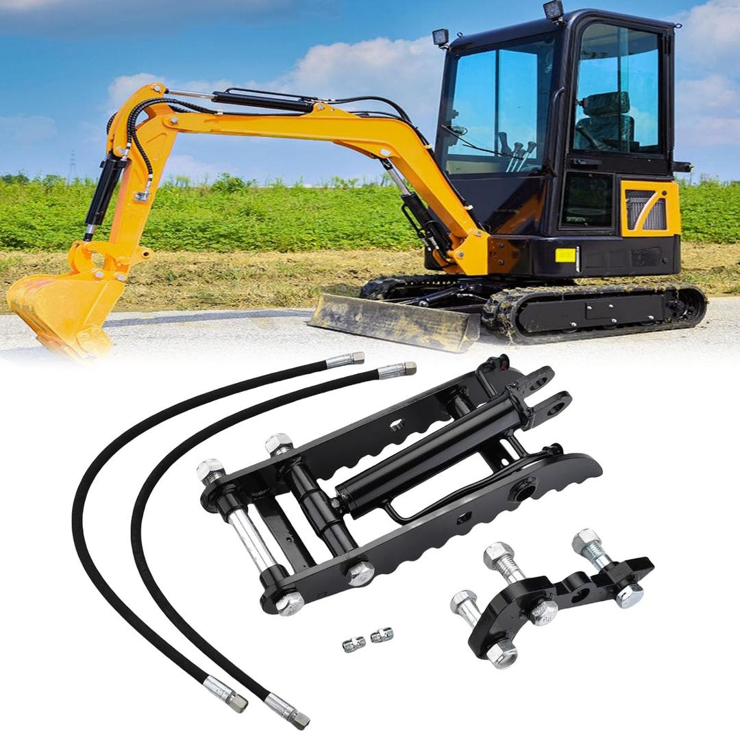 L-Shaped Bracket Hydraulic Thumb Clip fits for Typhon,Agt Mini-Excavators up to 3 Tons and L-Bracket Classic Mini-Excavators 3-Hole Hydraulic Thumb Attachment with 2*M14 Hoses and Screws