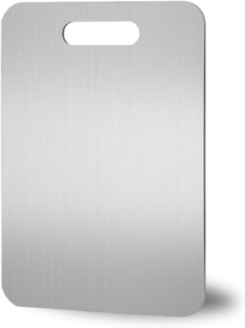 Titanium Cutting Board  100% Titanium & 304 Stainless Steel, Food-Grade, Scratch-Resistant, Rustproof, Easy to Clean, Lightweight & Durable for Kitchen | Vegetables (Silver | 15.4 * 11 Inch) Titanium Cutting Board  100% Titanium & 304 Stainless Steel, Food-Grade, Scratch-Resistant, Rustproof, Easy to Clean, Lightweight & Durable for Kitchen | Vegetables (Silver | 15.4 * 11 Inch)