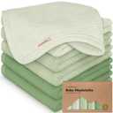 6-Pack Baby Washcloths Soft Absorbent Viscose from Bamboo Washcloths for Face, Body, Baby Towels for Newborn, Kids, Toddlers, Infant, Gentle on Sensitive Skin, 10x10 Reusable Face Towels(Verde)