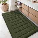 Color&Geometry Green Bath Mat Non Slip Washable- 24"x43" Large Absorbent Bath Mats for Bathroom, Thick Soft Bathroom Runner for Bathtub Shower Mat Outside Shower