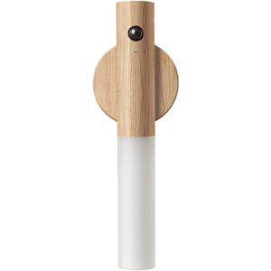 LANDGOO Wooden Motion Sensor Night Lights Magnet Body Sensor Hallway Night Lights Rechargeable Led Light Portable Stairway,Wall Sconce Battery Powered Cabinet Lights (Small, White Ash Wood)