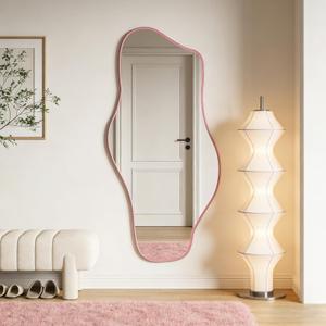 47"x24" Irregular Wall Mirror, Asymmetrical Frameless Mirror | Tempered Glass HD Mirror, Horizontal/Vertical Hanging, Large Abstract Organic Shape Wall Mirror for Entryway Bedroom Bathroom