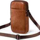 Ranboo Leather Phone Holster for Belt, Fits for iPhone 16 Plus 15 Pro Max 15 Plus 14 Pro Max Samsung Galaxy S25 Plus Belt Clip Wallet Case Cell Phone Holder Arm Pouch Crossbody Purse Waist Bag (Brown)