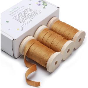 2 x AuroTrends Khaki Velvet Ribbon, 3/8" x 15Yd, 3 Rolls - Christmas Decoration