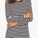 Classic Striped Shirts for Women Round Neck Long Sleeve Lightweight Casual Tops XXL