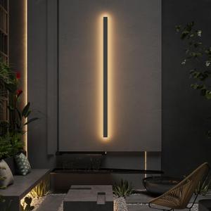 56In Long Outdoor Light,IP65 Waterproof Modern Exterior Lighting Fixture 3000K Linear Outdoor Light for Porch Courtyard (Black)