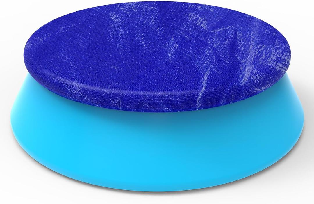 12FT Round Inflatable Pool Cover, Outdoor Swimming Pool Cover for Intex Above Ground Pools with Elastic Band, Waterproof and Dustproof, No Drain Holes, Prevent Leaves, Debris and Dust