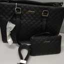 LOVEVOOK Lunch Tote Bag for Women, 15.6 Inch Laptop Bag with Insulated Lunch Compartment, Quilted Large Capacity Computer Handbag with Purse for Business, Work, Nurse, Office, Collage, Casual, Black