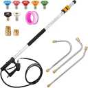 14Ft. Telescoping Pressure Washer Wand,Pressure Washer Extension Wand with 5 Piece Quick Connect Nozzle Kit，Gutter Cleaner Attachment and 5 Spray Nozzle Tips