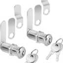 Bates- Cabinet Locks with Keys, 1-1/2", 2 Pack, Long Cam Locks for Cabinets Keyed Alike, File Cabinet Lock with Key