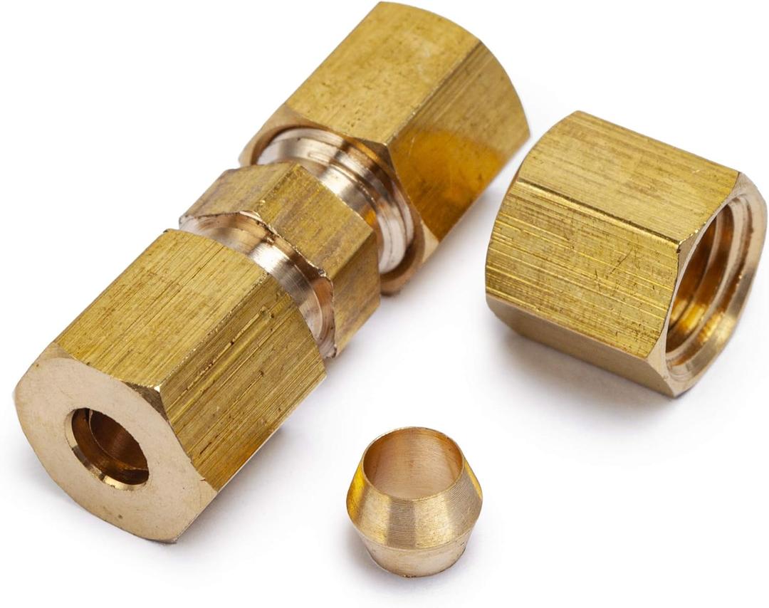 LTWFITTING 3/16 OD Brass Compression Union,Sleeve Ferrule,Nut Sets (Pack of 130)