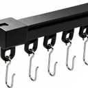 Telescoping 12FT Black Curtain Track, Retractable Ceiling or Wall Mount Rail with Hooks, Easy Install for Room Divider, Living Room, Bedroom, Wardrobe, Office, RV, Bathroom Festive Decor
