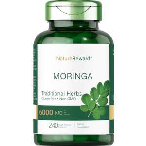 2 x Moringa Oleifera | 240 Capsules | Non-GMO and Gluten Free Supplement | Complete Green Superfood | from Moringa Leaf Powder