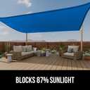 GORILLA GRIP Heavy Duty Sun Shade, UV Protection Fade Tear and Rust Resistant Triangle Sunshade Canopy, Curved Edges Blocks Sunlight, Breathable Sail, Outdoor Patio, Lawn Garden, 16x16x16, Blue