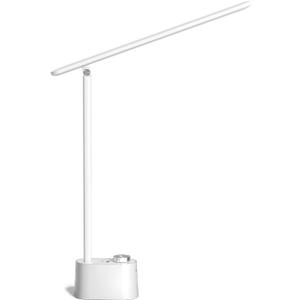 Honeywell LED Desk Lamp with USB Charging Ports - Sunturalux HWT-H01 Stepless Dimmable Eye Caring Table Lamp for College Dorm Home Office, Foldable Small Bedside Lamp for Bedroom with Base White