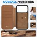 SHIELDON Real Leather Slim Case Wallet for iPhone 17 Pro 6.3-inch | Flip, Wireless Charging, Magnetic Closure, RFID Blocking Credit Card Holder, Full Protective Phone Cover - Saddle Brown