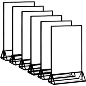 Acrylic Display Holder [Black], 4x6, 5x7, or 8.5x11, Restaurant Menu's, Office Display [6 Pack] (5X7)