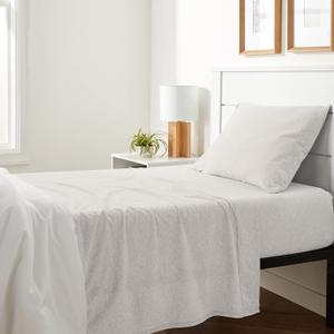 Amazon Basics 3 Piece Bed Sheet Set, 100% Cotton Jersey, Includes Super Soft, Flat and Fitted Sheets, Pillowcase, Twin, Oatmeal, Solid