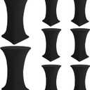 Cocktail Table Covers-Spandex Round High Top Table Cloths 8 Pack 32x43 Inch-Black Stretch Fitted Bar Tall Tablecloth for Pub Bistro Highboy Party Event Banquet Height Folding Satnding Tables
