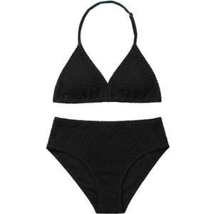 RoseSeek Girl's Tie Dye Smocked 2 Piece Swimwear Sets Backless Halter Bikini Cute Brief Bathing Suit