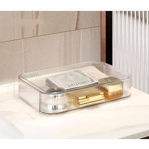 Stackable Clear Plastic Organizer Drawer | Organize Eyeshadow Palettes, Cosmetics, and Beauty Supplies on a Vanity