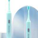 Electric Toothbrush Battery Operated for Adults, 5 Modes USB Rechargeable with 2 Extra Brush Heads, 66000 RPM Battery Operated Toothbrush with 2-Minute Timer, IPX7 Waterproof, Soft Bristles (Green)