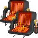 Seeutek Heated Stadium Seats for Bleachers, Portable Stadium Seats with Back Support, USB 3 Levels Bleacher Chairs with Back and Cushion, 5 Pockets Poldable Stadium Chairs for Sports Games,23in 2PC