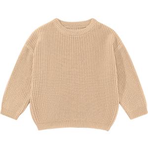 ESHOO Baby Girl Boy Knit Sweater Blouse Toddler Pullover Sweatshirt Crewneck Long Sleeve Tops for Kids Fall Winter Clothes (12-18 Months, Beige)