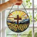 Christian Suncatcher Stained Glass, Christian Suncatcher for Women, Cross Suncatchers for Windows Hanging (UV Printed)