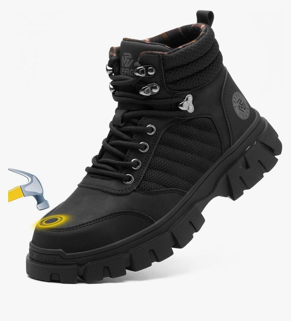 Waterproof Steel Toe Boots For Men-6 Inch Comfortable Mens Safety Work Boots Indestructible Steel Toe Shoes Lightweight Non Slip Puncture Resistant Industrial Construction Boot, Size 7