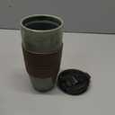 Bosmarlin Ceramic Travel Coffee Cup with Lid, 21 oz, Portable Coffee Mug for Car Cup Holder, Microwave Safe, Reactive Glaze (Pale Green)