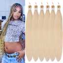 Blonde Braiding Hair Pre Stretched 613# Blonde Pre Stretched Braiding Hair 26 Inch 6 Packs Hypoallergenic Synthetic Hair Extension for Braids