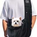 Dog Carrier Sling, Cat Sling Carrier, Small Dog Sling Carriers for 0-15 lbs, Hands Free Puppy Carrier Sling, Crossbody Pet Carrier for Travel, Breathable Pad, Storage Pocket, Tote Design Cat Carrier
