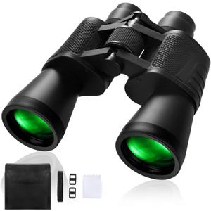 10x50 High Powered Binoculars for Adults - Large View Waterproof Binoculars with Low Light Vision BAK-4 Prism FMC Lens for Bird Watching Hunting, Football Games Travel Stargazing Cruise, Black