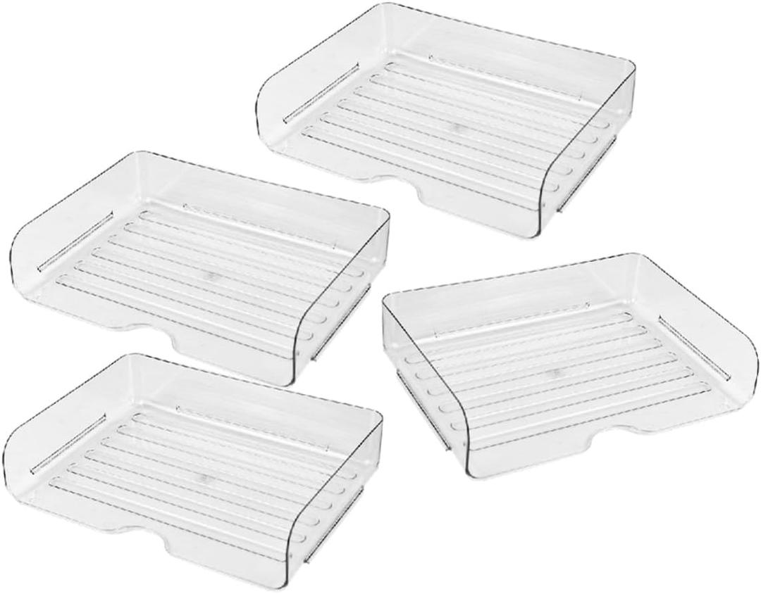 Pack of 4 Stackable Desk Organizer A4 Paper File Trays Sturdy Plastic Document Holder Multi-Functional Storage for Office Supplies Suitable for Home and Office Use