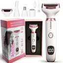Wet & Dry Electric Razor for Women Men,4 in 1 Rechargeable Led Display Electric Shaver and Facial Hair Remover,Painless Ladies Body Razors for Nose Face Body Leg Bikini Arm Hair (White)