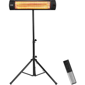 VEVOR Infrared Heater, 1500W Remote Control Electric Space Heater, LED Screen Patio Heater w/ 3 Speeds & Timer, Outdoor/Outdoor for Porch,Dining Room,Studio, with Stand & Mount to Ceiling/Wall,24 in L