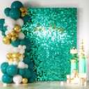 COKAOBE Emerald Green Shimmer Wall Backdrop, 24PCS Square Sequin Shimmer Backdrop Panel, Photo Backdrops for Birthday, Anniversary, Wedding, Graduation & Bachelorette Party Decoration