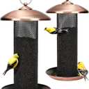 Kingsyard 2 Pack Finch Feeders for Outdoors Hanging, Metal Mesh Tube Bird Feeder for Nyjer/Thistle Seed, 2.5 lbs Large Capacity (Antique Copper)