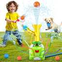 VATOS Kids Outdoor Water Play Sprinklers, 2 in 1 Frog Sprinkler Spinning Spray Game & Catch Ball Game, Toddler Summer Water Play Set, Splash Water Play Toys for Boys Girls Dogs Pets Backyard Garden