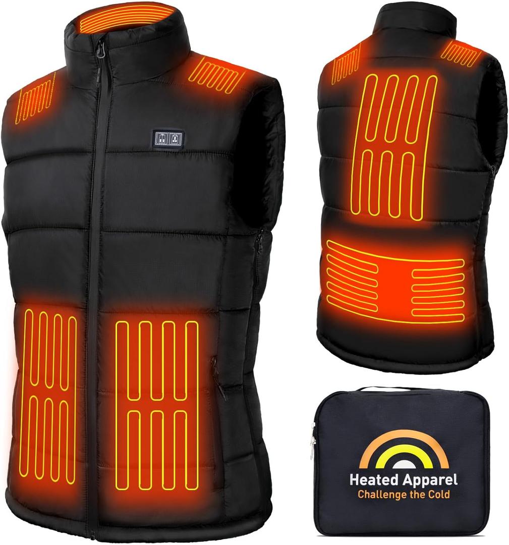 Heated Vest for Men Women with 16000mAh Battery Pack for Outdoor Hunting Skiing (X-Large-XX-Large, Black)