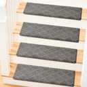 MBIGM Bullnose Carpet Stair Treads Non Slip Stair Mats for Wooden Stairs (14, Dark Grey - Diamond, 9.5" x 30")