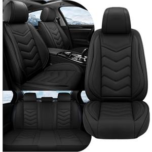 Car Seat Covers Fit for Honda Civic 2000-2026, Stylish Sport Seat Covers, Waterproof Wear-Resistant Premium Nappa Leather Car Seat Cover.(Full Set/Pure Black)