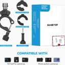 Handlebar Bike Pole Mount Motorcycle Clamp Mount Compatible with GoPro Hero 13 12 11 10 9 8 7 6 5 Session DJI Action Cameras - 360 Degree Rotation