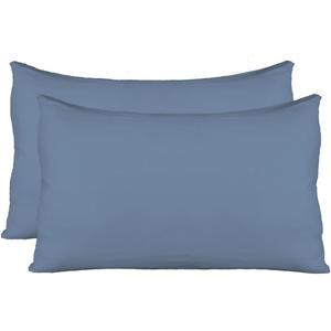 Stretch Jersey Pillow Cases with Invisible Zipper, Universal Size fit All King, Queen and Standard Size Pillows, Modal Rayon Spandex 180 Gram, Soft Than Cotton, Pack of 2, Denim Blue